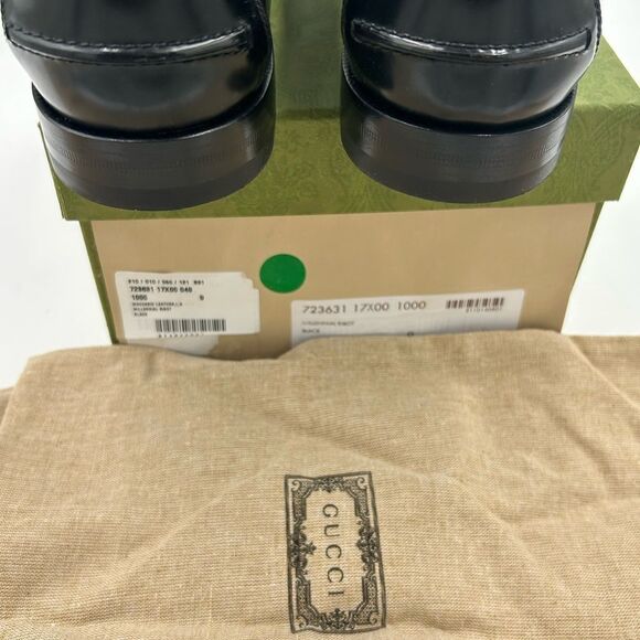 Men’s Gucci interlocking G leather loafers size 9 Fits 10 US made in Italy - Picture 8 of 9